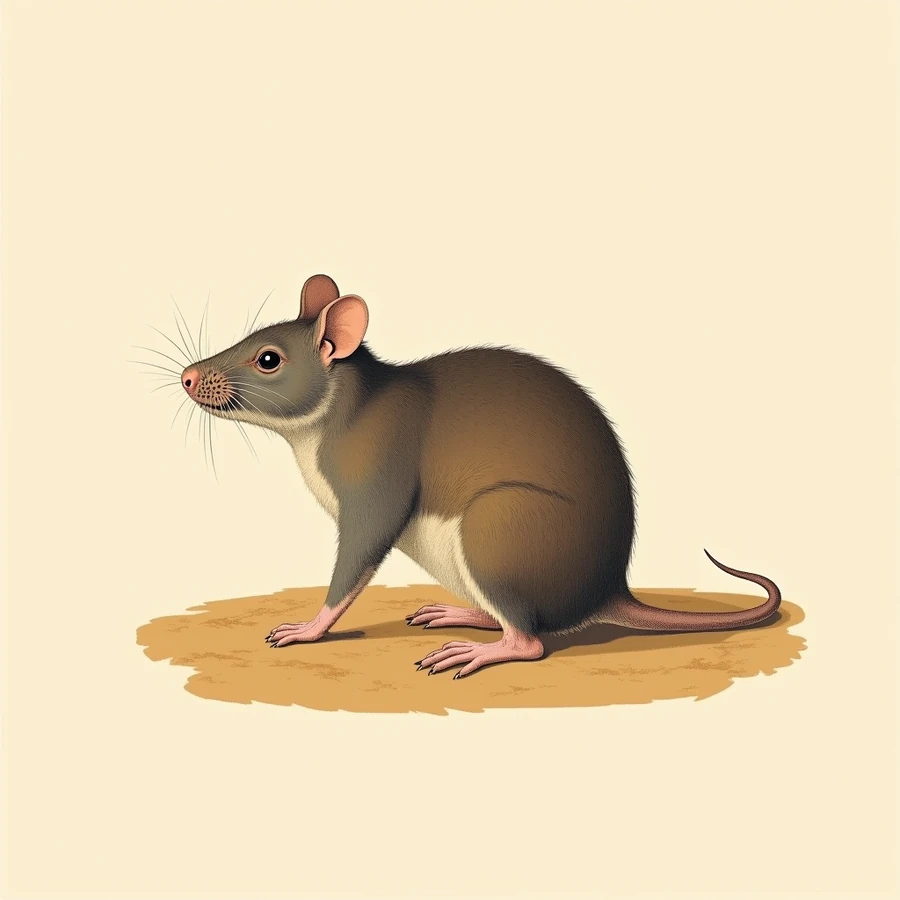 An AI-generated editorial illustration of a giant African pouched rat, the animal APOPO trains to detect the scent of explosives and tuberculosis